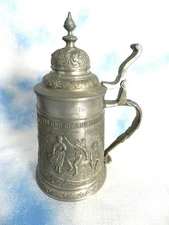 Beer Stein All-Pewter Trieling-Zinn 1/2L Monogrammed Near Mint