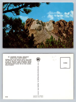 Mt Rushmore National Monument Postcard Black Hills South Dakota Vintage Photo