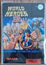 World Heroes 2 SNES game with manual, tray and protectors