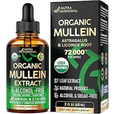 Mullein Drops for Lungs - USDA Organic Liquid - Mullein Leaf Extract