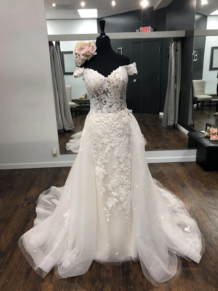 Mermaid Wedding Dresses With Detachable Train Off Shoulder Elegant Bridal Gown - Image 2 of 4