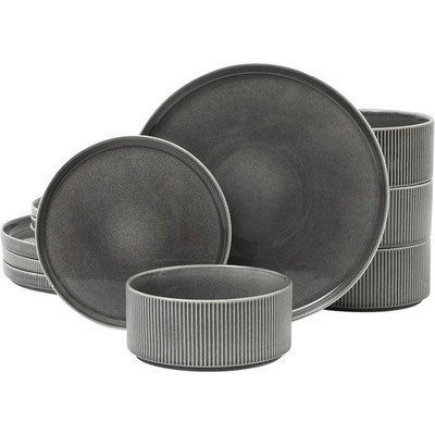 Durable Stoneware Dinnerware Plates Bowls Unique Design Ideal Gift New