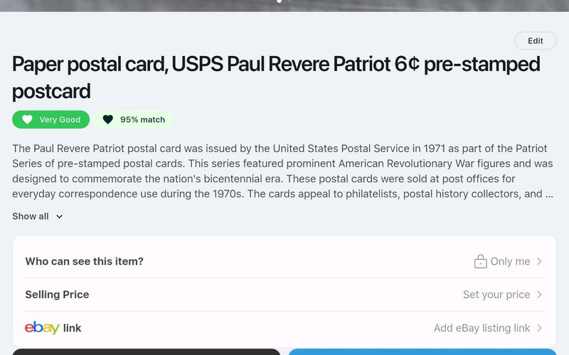 United States 6 Cent Paul Revere Patriots Postal Card, Entire, Beige Brown