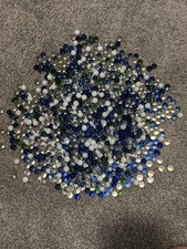 10 LB Glass Marble Bulk Lot Mixed Sizes Blue Clear White Green