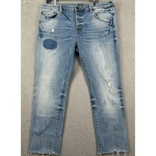 PRPS Le Sabre Mens 40 Jeans Blue Bleach Distressed Slim Tapered 5-Pockets EUC