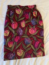 Vintage Emanuel Ungaro Parall le floral Print Skirt Womens 8 made in Italy
