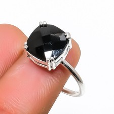 Black Onyx Gemstone Handmade 925 Sterling Silver Jewelry Ring Size 7.5 H637