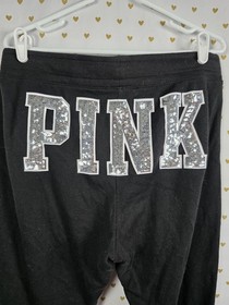 Victorias Secret PINK BLING LOGO BUTT Joggers Sweatpants Sweats LARGE