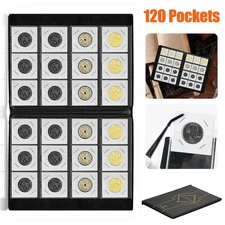 120 Clear Pockets Storage 2.2×2.2" Coin Collection Album Holder Portable Durable