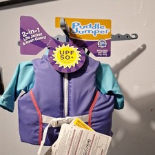 Puddle Jumper Kids 2-in-1 Life Jacket Rash Guard UPF 50 Purple Mermaid