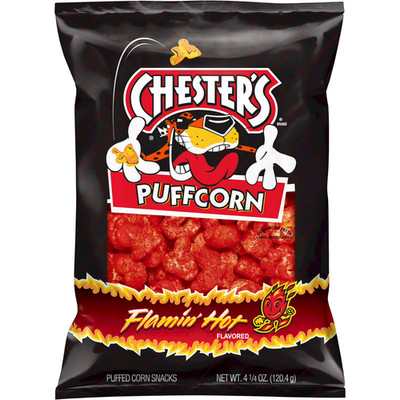 CHESTER'S FLAMIN' HOT PUFFCORN 4.25 Oz Bag -CORN SNACKS