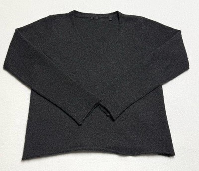 ATM 100% Cashmere Sweater Women s Medium Dark Gray Anthony Thomas Melillo V-Neck