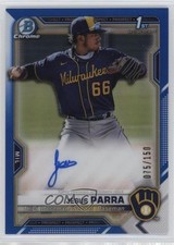2021 Bowman Chrome Prospect Blue Refractor 75/150 Jesus Parra #CPA-JPAR Auto kf4