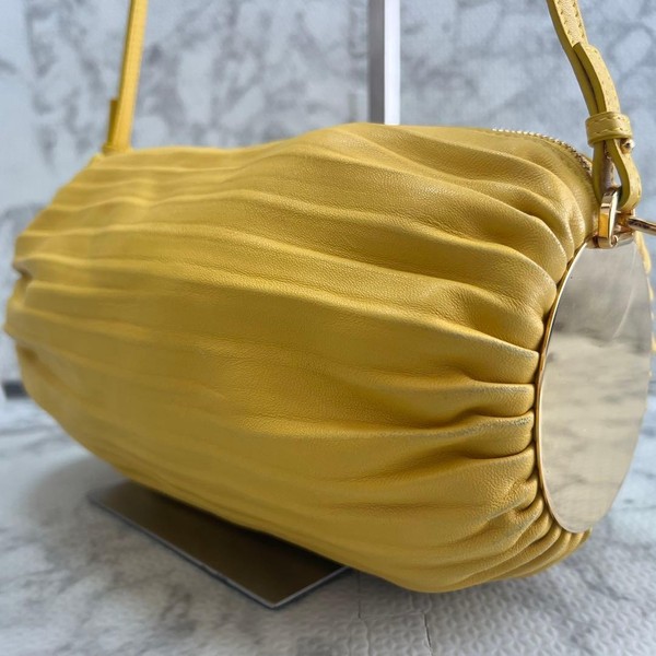 LOEWE Pleated Nappa Leather Shoulder Bag Yellow Gold Pouch Luxury Shoulder Bag