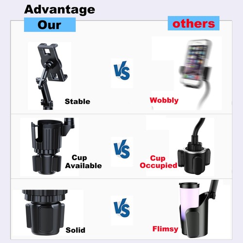 Cup Holder Mount, Ipad Cup Holder Car Mount with Adjustable Arm for iPhone 3-... - Bild 3 von 8
