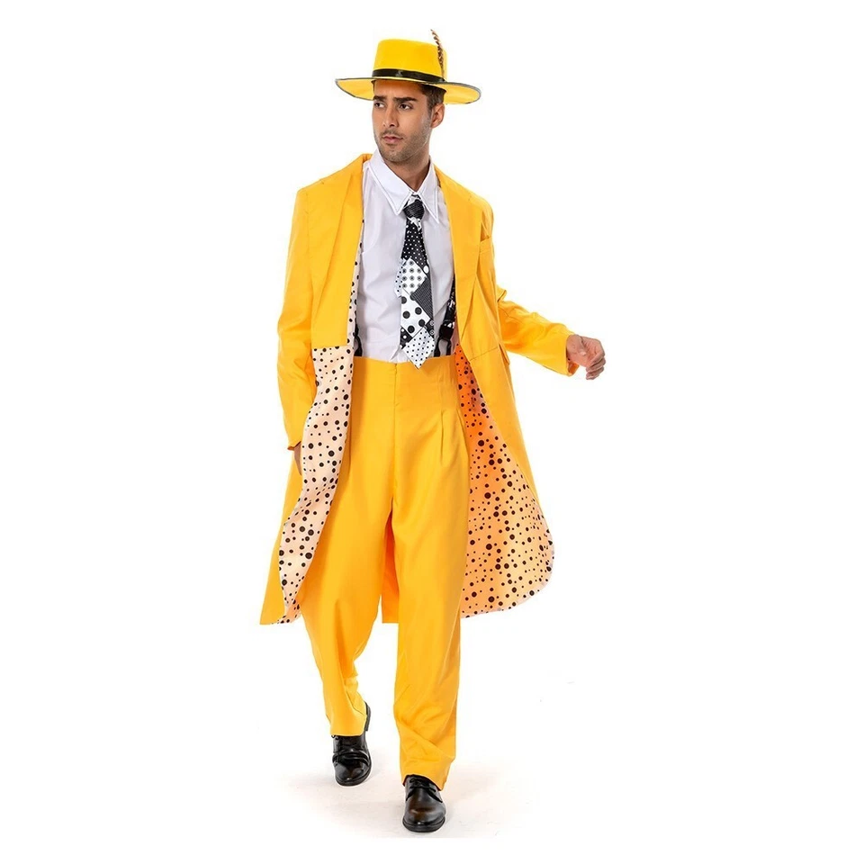 Traje Amarillo Carrey Disfraz Cosplay Hombres Uniforme Trajes Halloween Foto 2 de 4