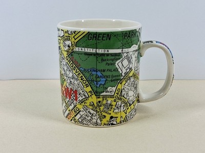 Vintage Paul Cardew London Map Mug SW1 Buckingham Palace Knightsbridge England