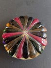 Unique Vintage Hand Blown 3D Multi Striped Art Glass Paperweight 3 Inches Wide — photo 3