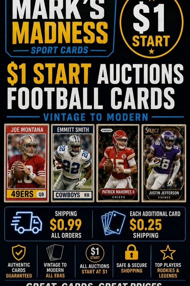 🏈SUNDAY SINGLES FOOTBALL🏈 $0.99 shipping first item $0.25 each additional
