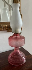 Gorgeous Antique Pink/cranberry  Glass Oil Lamp - Cosy Glow Aust.