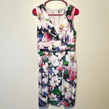 Women's Multicolor Floral Sheath Dress One Size V-Neck Sleeveless Lined Zip
