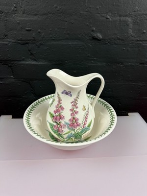 Portmeirion Botanic Garden Digitalis Fingerhut Wasserkrug Becken Waschschüssel Set RAR