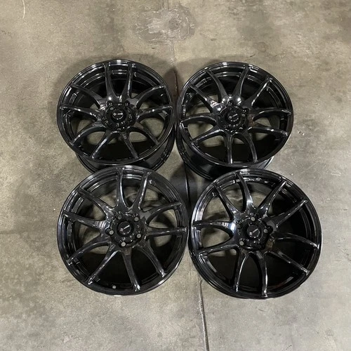 Used 17x8 Vors TR4 5x112 35 73.1 Gloss Black Wheels set(4)