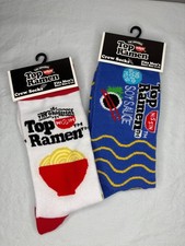 TOP RAMEN NEW Crew Socks X2 Pair Mens 6-12 Sushi Nissin Soy Sauce Chopsticks