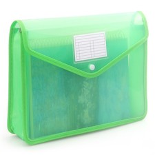 Plastic Expanding File Folder, Transparent Envelopes with Snap Closure, No Divid