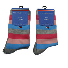 Image of Tommy Hilfiger Unisex Kid's Stripe 4 Pair Pack Cotton Classic Sock, 9-11.5 UK