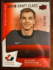 OLIVER RODRIGUE #92.. 2020 TEAM CANADA JUNIORS  ROOKIE RED EXCLUSIVE... 021/250