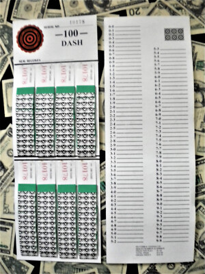 ( 1 Each ) * 100-DASH SURE TIP BOARD {0-0 / 9-9} SPORT SCORE Pull Tab Jar Ticket