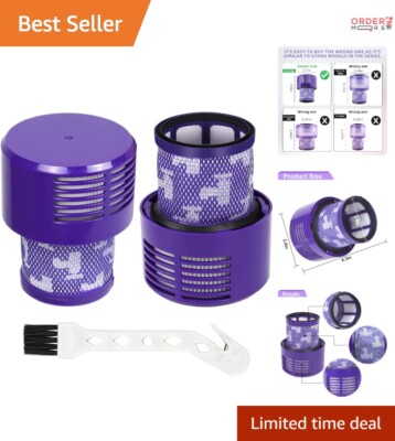 HEPA Filters 2 Pack Washable 3.39'' x 2.5'' Vacuum Replacement Compatible Dyson