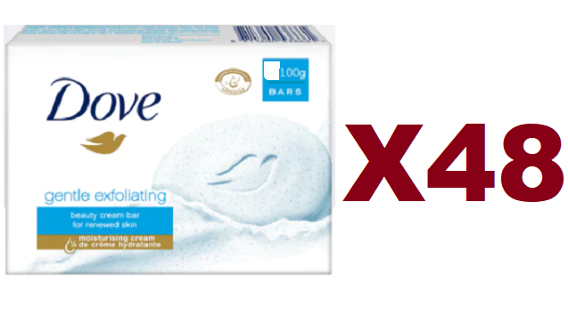 48 PZ SAPONETTA DOVE BEAUTY CREAM BAR GENTLE EXFOLIATING 90gr SAPONE ESFOLIANTE