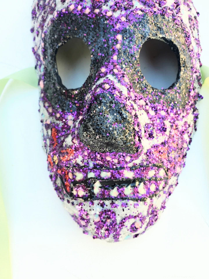 Purple Day of the Dead Mask Handmande One of a kind Mask Adult or Wall Art - Image 4 of 4