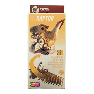 NEW in BOX Eugy Dodoland 3D Cardboard Kit Set Raptor Model Number 65