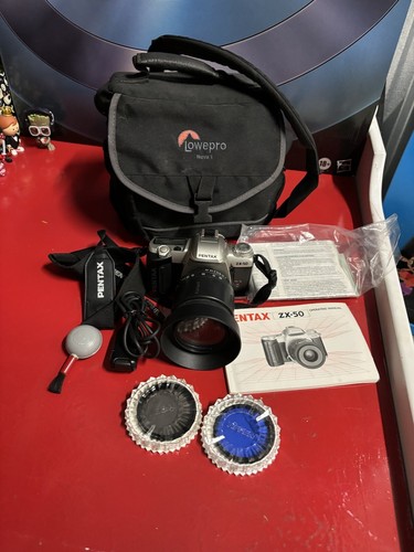 Pentax Zx-50 Camera W/ Tamron Af 28-80 Mm Aspherical Lens + Bag & Extras *desc