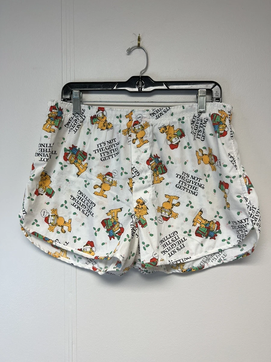 Vintage Garfield Boxer Shorts Christmas Cotton Size 38 Made in USA