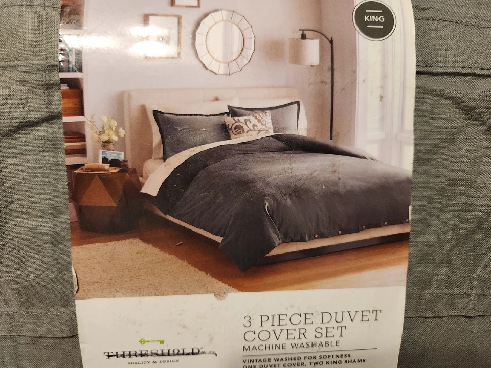 Juego de funda nórdica Threshold 3 piezas gris king Foto 2 de 4