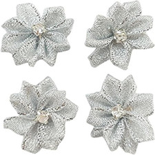 Upick More than 26 Colors 40PCS Satin Ribbon Flowers Bows Rose W/Rhinestone Appl