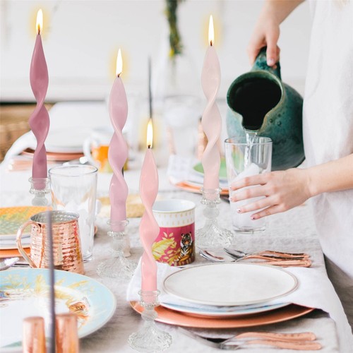 Spiral Unscented Fameless Pillar Candle Taper candle Twist Dinner Candle 4Pack - Picture 33 of 47