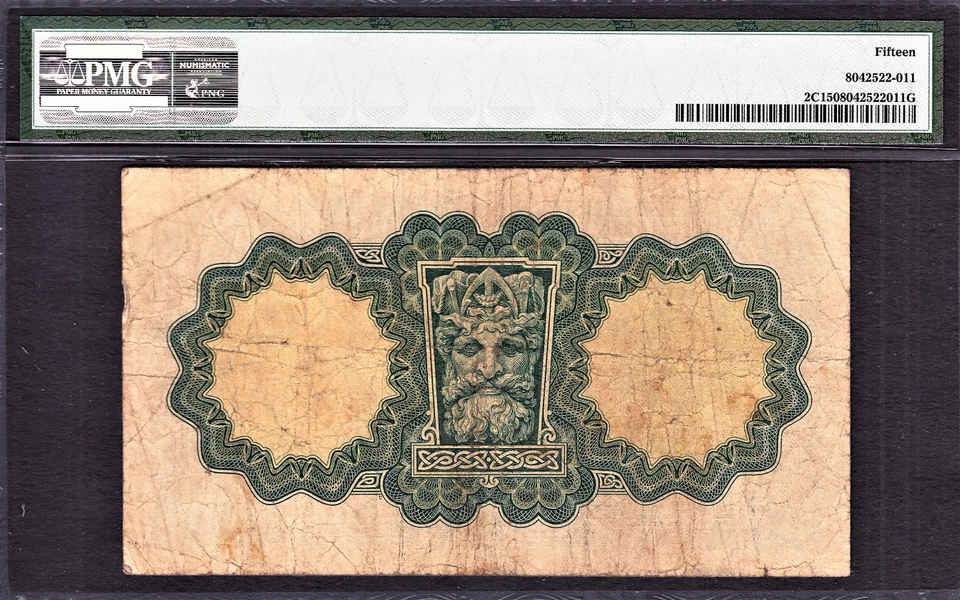 Ireland Lady Lavery One Pound 1941 With War Code ( B ) Pick-2C Ch Fine PMG 15 - Image 2 of 2