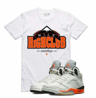 Neu Retro Kings AJ5 Total Orange Mile High Weiß T-Shirt SMALL-3XLARGE Limitierte