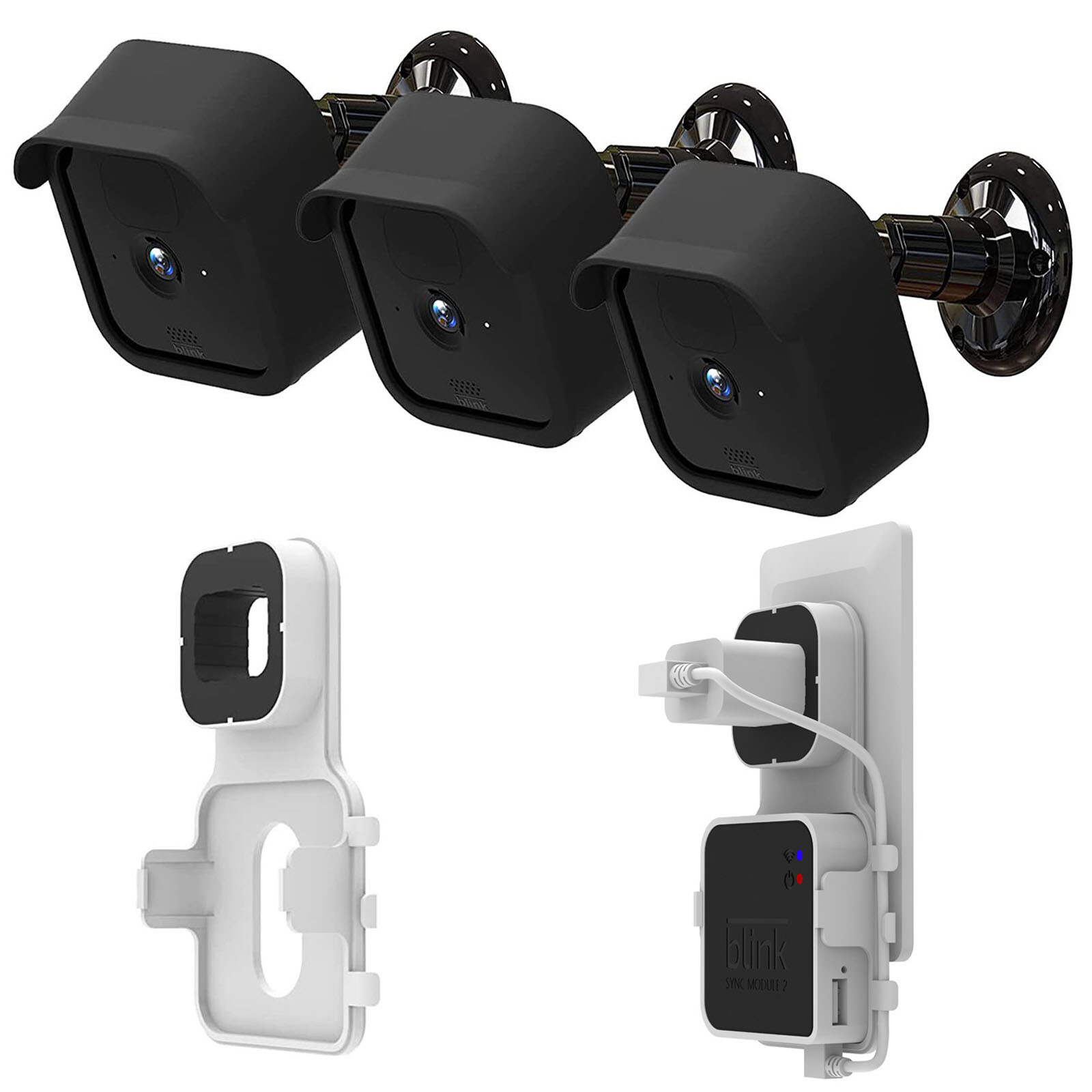 3Pack Wall Mount Case for Blink Outdoor 3rd Gen+Blink Sync Module 2 Outlet Mount-image