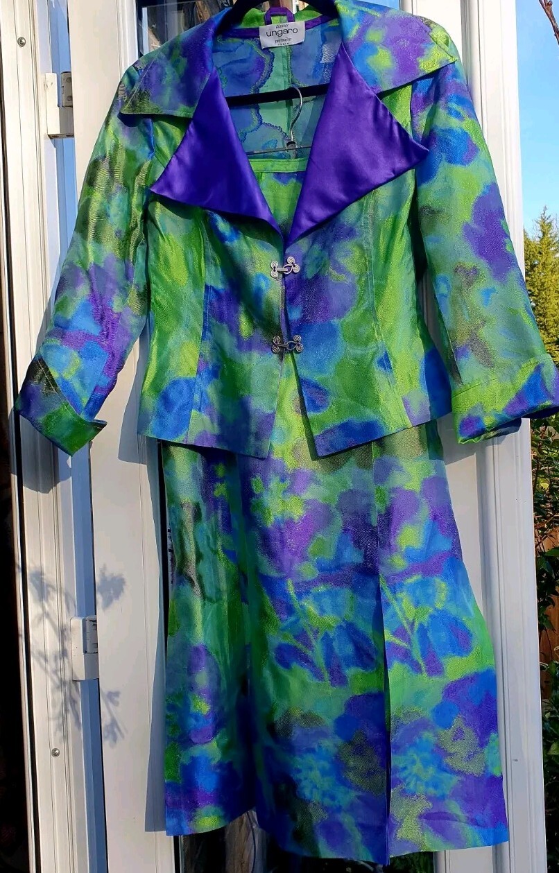 100 Organza Silk Jacket Midi Pencil Skirt Suit Separate Ungaro 100-organza-silk-jacket-midi-pencil-skirt-suit-separate-ungaro