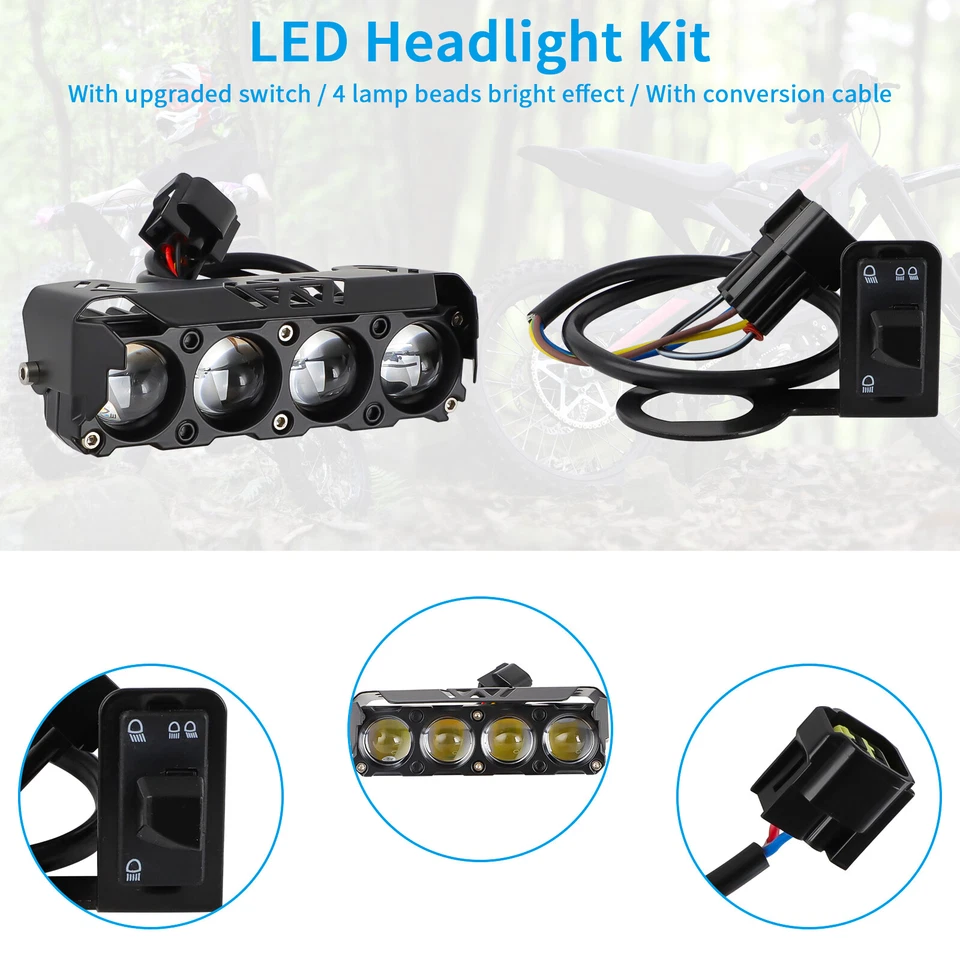 For Talaria Sting R MX4 LED Headlight Upgrade Light Bar & Switch Kit Plug & Play - Image 2 of 4