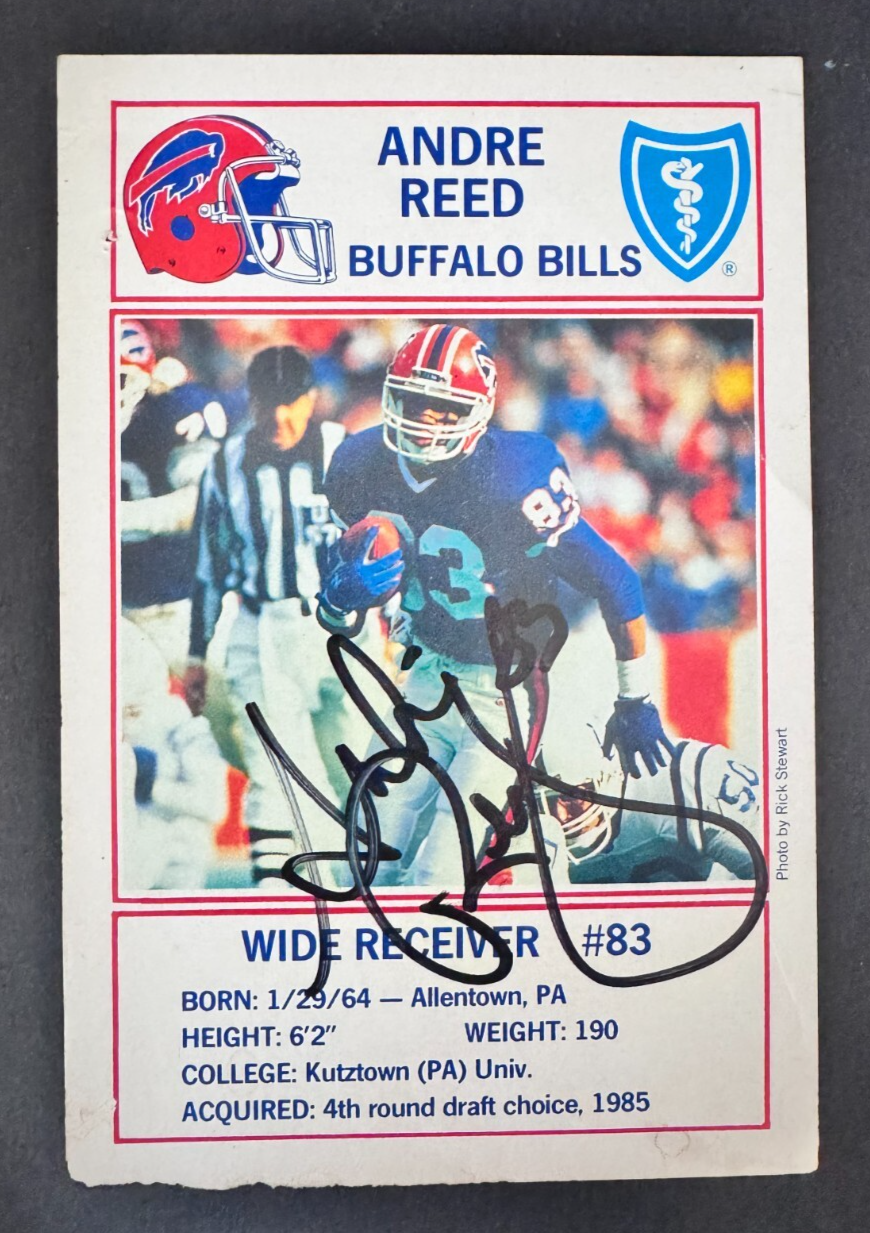 1990 Andre Reed Autographed Blue Shield Promo Card – Rare Buffalo Bills ...