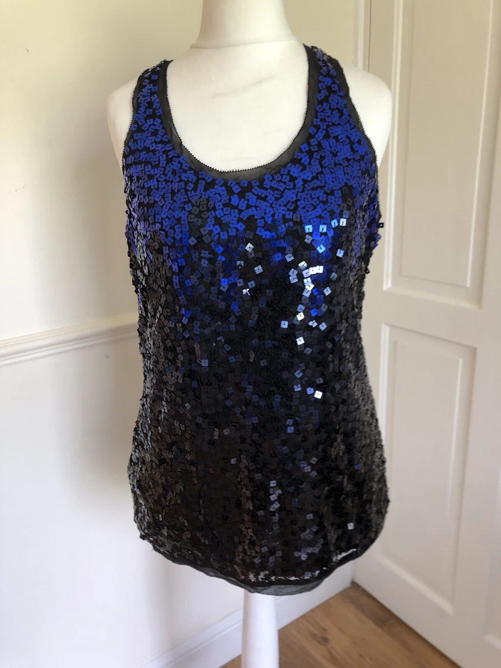 Coast Sequin Sleeveless Tank Top Size 10 - Image 3 of 4