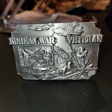 Vintage 1990 Korean War Veteran Belt Buckle By Siskiyou, made in USA, NEW