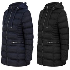 Tokyo Laundry Womens Puffer Jacket Longline Quilted Padded Hooded Coat Long Warm